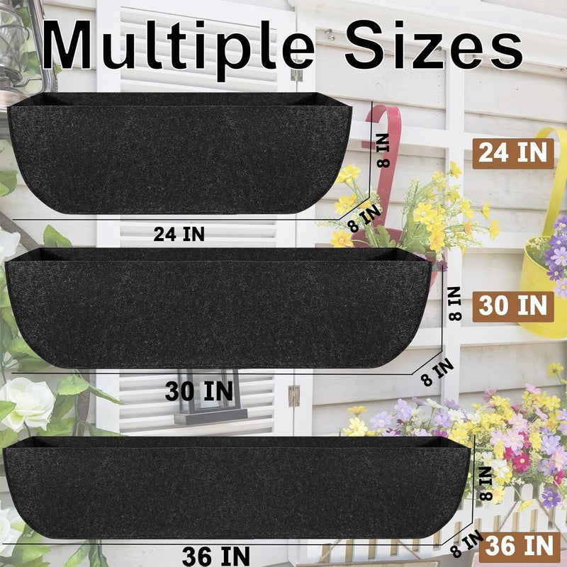 Incycall 2-Pack 36in Planter Liners - Breathable Felt Hanging Basket and Window Box Liners - Prevent Root Suffocation and Bird Damage - Black - Image 3